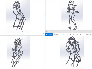 20 fichiers dxf cnc femmes Pin Up main croquis r&eacute;tro coupe routeur Vinil plasma Nr2212 Modèle 3D