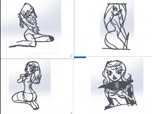 20 dxf file cnc Women Pin Up Hand Sketch Retro Cut Router Vinil plasma Nr2212 3D Model