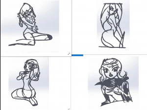 20 fichiers dxf cnc femmes Pin Up main croquis r&eacute;tro coupe routeur Vinil plasma Nr2212 Modèle 3D