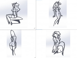 20 dxf file cnc Women Pin Up Hand Sketch Retro Cut Router Vinil plasma Nr2212 3D Model