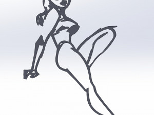 20 dxf file cnc Women Pin Up Hand Sketch Retro Cut Router Vinil plasma Nr2212 3D Model