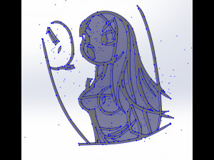 20 dxf file cnc Women Pin Up Hand Sketch Retro Cut Router Vinil plasma Nr2212 3D Model