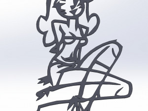 20 dxf file cnc Women Pin Up Hand Sketch Retro Cut Router Vinil plasma Nr2212 3D Model