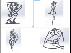 20 dxf file cnc Women Pin Up Hand Sketch Retro Cut Router Vinil plasma 2214 Modello 3D