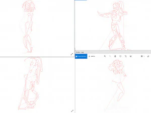 20 dxf file cnc Women Pin Up Hand Sketch Retro Cut Router Vinil plasma 2214 3D Model