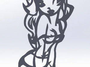 20 dxf file cnc Women Pin Up Hand Sketch Retro Cut Router Vinil plasma 2214 3D Model