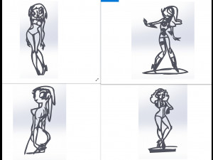 20 dxf file cnc Women Pin Up Hand Sketch Retro Cut Router Vinil plasma 2214 Modello 3D