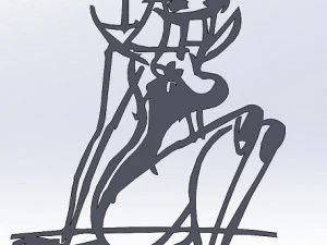 20 dxf file cnc Women Pin Up Hand Sketch Retro Cut Router Vinil plasma 2214 3D Model