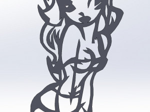 20 dxf file cnc Women Pin Up Hand Sketch Retro Cut Router Vinil plasma 2214 Modello 3D