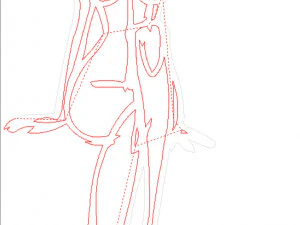20 dxf file cnc Women Pin Up Hand Sketch Retro Cut Router Vinil plasma 2214 3D Model