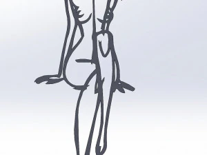 20 dxf file cnc Women Pin Up Hand Sketch Retro Cut Router Vinil plasma 2214 3D Model