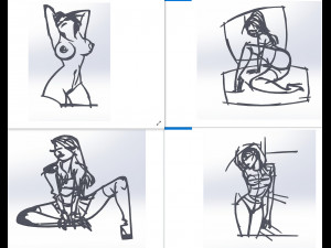 20 dxf file cnc Women Pin Up Hand Sketch Retro Cut Router Vinil plasma Nr2217 3Dモデル