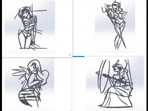 20 dxf file cnc Women Pin Up Hand Sketch Retro Cut Router Vinil plasma Nr2217 3Dモデル