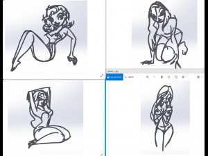 20 dxf file cnc Women Pin Up Hand Sketch Retro Cut Router Vinil plasma Nr2217 3Dモデル