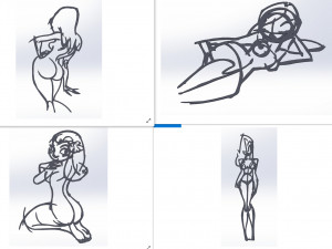 20 dxf file cnc Women Pin Up Hand Sketch Retro Cut Router Vinil plasma Nr2217 3Dモデル