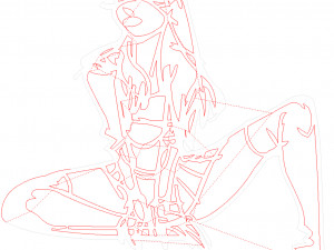 20 dxf file cnc Women Pin Up Hand Sketch Retro Cut Router Vinil plasma Nr2217 3Dモデル
