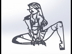 20 dxf file cnc Women Pin Up Hand Sketch Retro Cut Router Vinil plasma Nr2217 3Dモデル