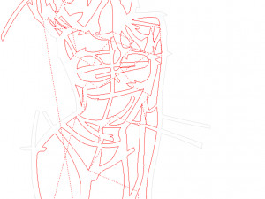 20 dxf file cnc Women Pin Up Hand Sketch Retro Cut Router Vinil plasma Nr2217 3Dモデル