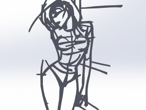 20 dxf file cnc Women Pin Up Hand Sketch Retro Cut Router Vinil plasma Nr2217 3Dモデル