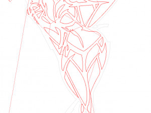 20 dxf file cnc Women Pin Up Hand Sketch Retro Cut Router Vinil plasma Nr2217 3Dモデル
