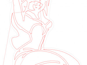 20 dxf file cnc Women Pin Up Hand Sketch Retro Cut Router Vinil plasma Nr2217 3Dモデル