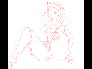 20 dxf file cnc Women Pin Up Hand Sketch Retro Cut Router Vinil plasma Nr2217 3Dモデル