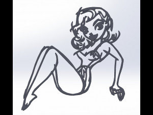 20 dxf file cnc Women Pin Up Hand Sketch Retro Cut Router Vinil plasma Nr2217 3Dモデル