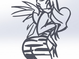 20 dxf file cnc Women Pin Up Hand Sketch Retro Cut Router Vinil plasma Nr2217 3Dモデル