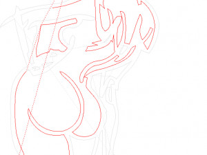20 dxf file cnc Women Pin Up Hand Sketch Retro Cut Router Vinil plasma Nr2217 3Dモデル