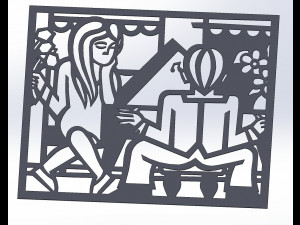 10 DXF File CNC Industrial Laser Abstract Woman POP Art Nr1 Router Nr2223 Model 3D