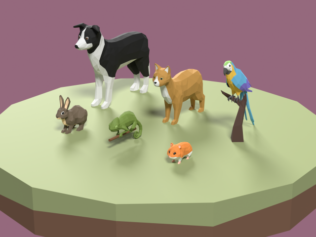 Lowpoly stylized Pet animals 3D Model .c4d .max .obj .3ds .fbx .stl .blend 