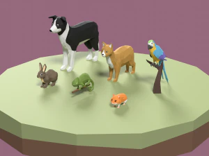 Animali da compagnia stilizzati lowpoly Modello 3D