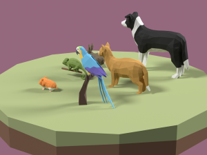 Lowpoly stylized Pet animals 3D Model