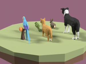Lowpoly stylized Pet animals 3D Model