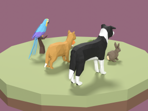 Lowpoly stylized Pet animals 3D Model