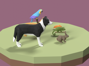 Lowpoly stylized Pet animals 3D Model
