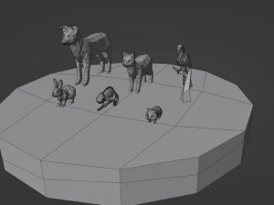 Lowpoly stylized Pet animals 3D Model