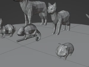 Lowpoly stylized Pet animals 3D Model