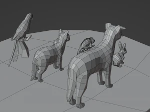Lowpoly stylized Pet animals 3D Model