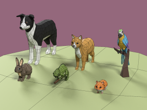 Lowpoly stylized Pet animals 3D Model