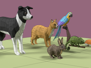 Lowpoly stylized Pet animals 3D Model
