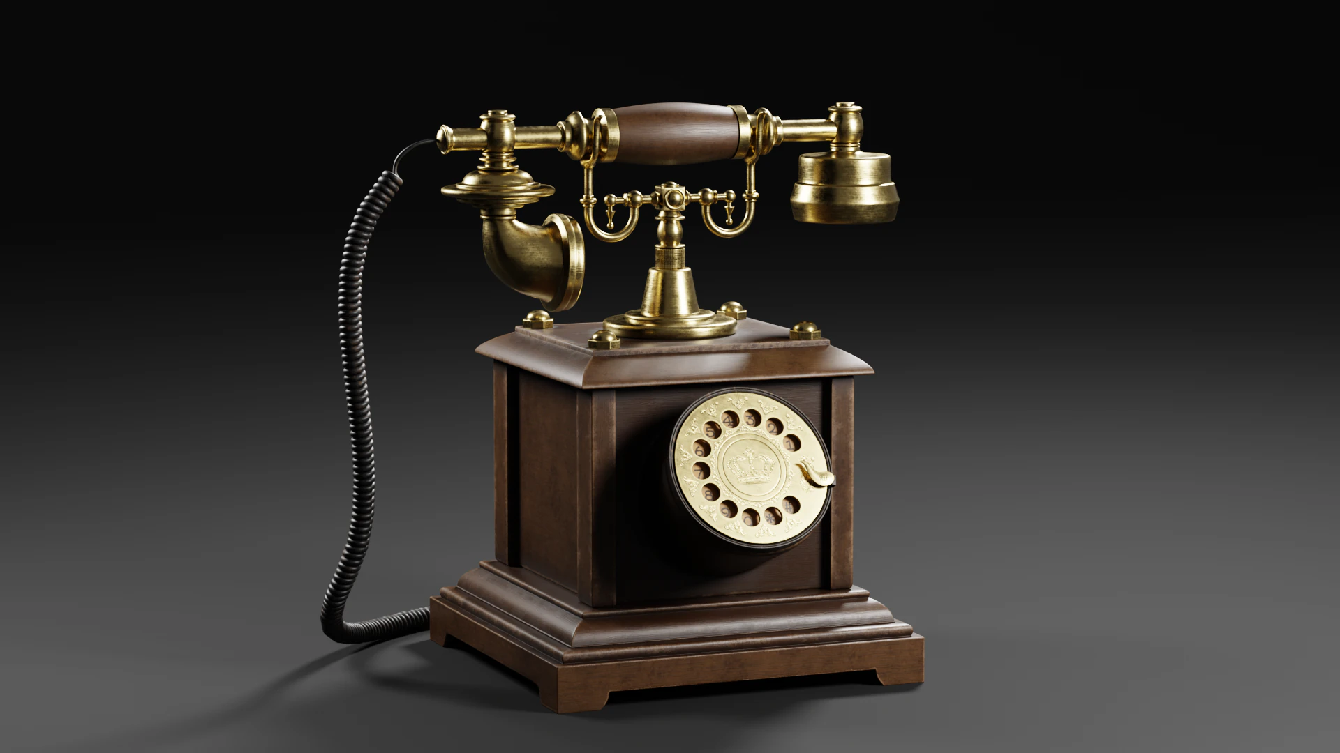 Vintage Rotary Telephone 3D Model .c4d .max .obj .3ds .fbx .stl .blend 