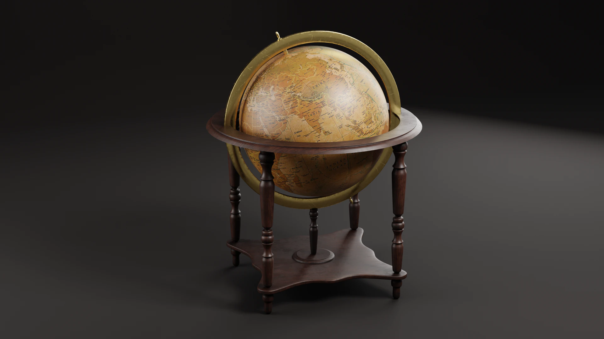Vintage Floor Globe 3D Model .c4d .max .obj .3ds .fbx .stl .blend 