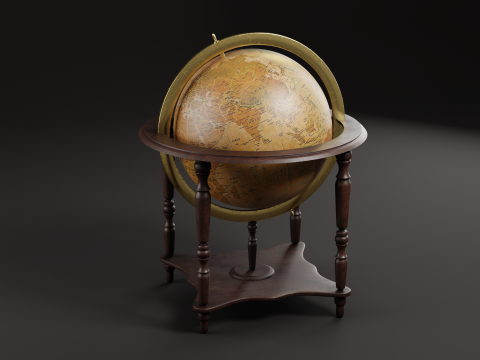 Vintage Floor Globe Modello 3D