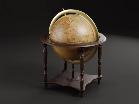 Vintage Floor Globe 3D Model