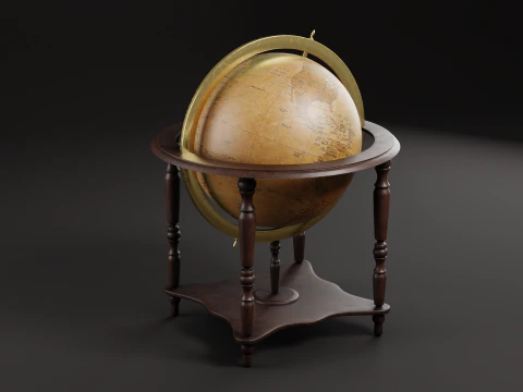 Vintage Floor Globe 3D Model