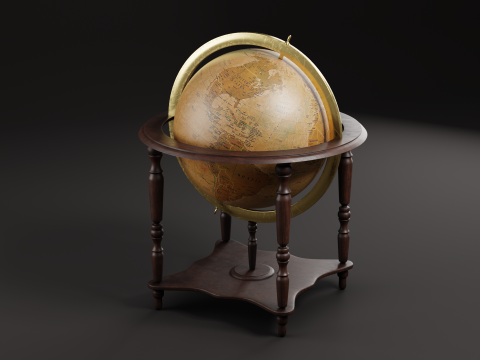 Vintage Floor Globe 3D-Modell