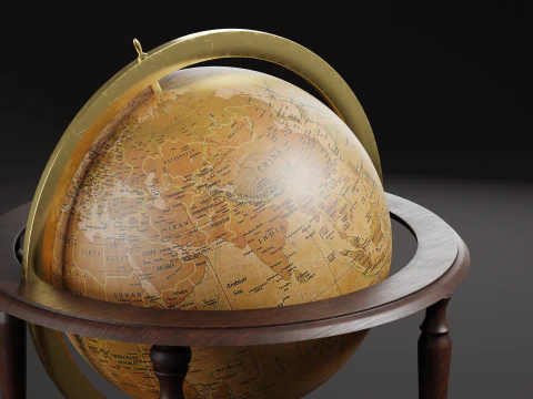 Vintage Floor Globe 3D Model