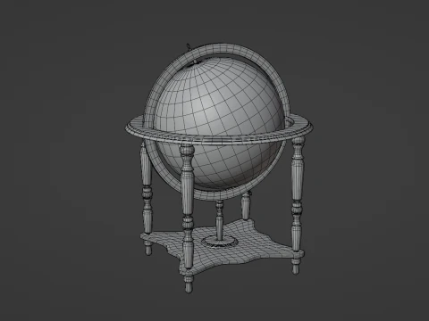 Vintage Floor Globe 3D Model
