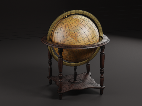 Vintage Floor Globe 3D-Modell